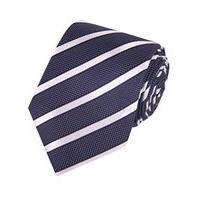 Navy & White Dotted Club Stripes 100% Silk Tie