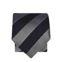 Navy And Silver Stripe 100% Silk Tie