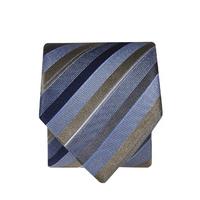 Navy, Blue And Bronze Stripe 100% Silk Tie