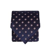 navy with silver flower 100 silk tie