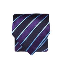 Navy, Purple And Blue Stripe 100% Silk Tie