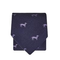 navy with purple dog 100 silk tie