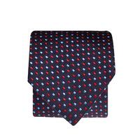 Navy With Red And Sky Square 100% Silk Tie