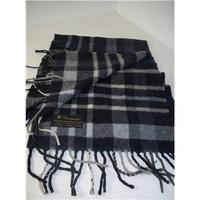 Navy and Grey Check Lambswool Scarf