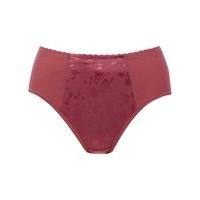 Naturana ladies floral jacquard medium control high waist shapewear briefs - Burgundy