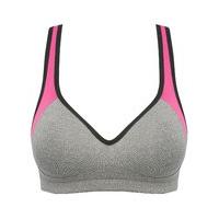 Naturana ladies non wired racer back Push-up padded seamless sports bra - Grey