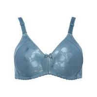 Naturana ladies non-wired jacquard minimiser extra support wide strap bra - Teal