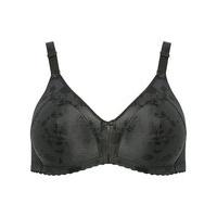 Naturana ladies non-wired jacquard minimiser extra support wide strap bra - Black