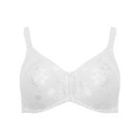 Naturana ladies non-wired jacquard minimiser extra support wide strap bra - White