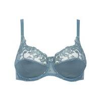 Naturana ladies balconette underwired scalloped edging lace embroidered bra - Teal