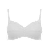 Naturana ladies cotton Non Wired Elasticated Full Support Soft Smooth Full Cup lace Everyday Bra - White