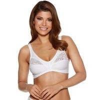 Naturana Ladies non-wired Non padded Full soft cup Thick adjustable straps front fastening lace bra - White