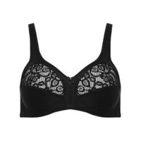 Naturana ladies Non Wired Support Soft Smooth Full lace cup Everyday Bra - Black