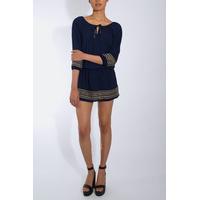 Navy Embroidered Tunic Dress