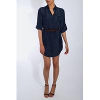 navy belted shirt dress