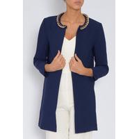 Navy Chain Trim Duster Jacket