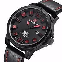 naviforce mens military watch calendar quartz japanese quartz leather  ...