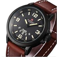 NAVIFORCE Men\'s Military Watch Calendar Quartz Japanese Quartz Leather Band Casual Luxury Black Brown