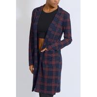 Navy Red Tartan Duster Jacket