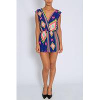 Navy Aztec Print Playsuit