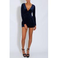 Navy Velvet Plunge Playsuit