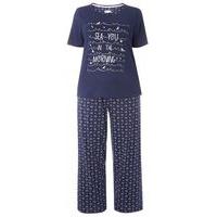 navy blue sea you in the morning slogan pyjama set navy