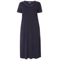 Navy Blue Long Nightdress With Viscose, Navy