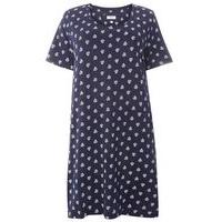 navy blue woodblock short nightdress navy