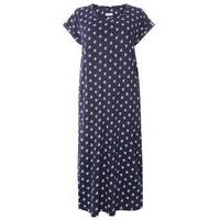 navy blue woodblock long nightdress navy