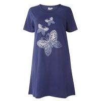Navy Blue Paisley Butterfly Short Nightdress, Navy