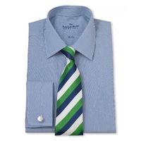 Navy White Bengal Stripe Classic Fit Shirt 15 1/2\" Lengthened Double - Savile Row