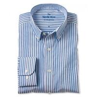 Navy Multi Stripe Buttondown Collar Shirt M Standard & Shortened - Savile Row