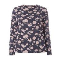Navy Blue Floral Print Lounge Top, Navy
