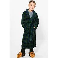 Navy Check Robe - navy