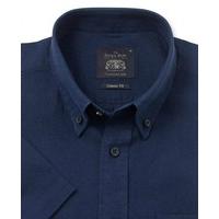 Navy Linen Blend Casual Fit Short Sleeve Shirt XXXL Short Sleeve - Savile Row