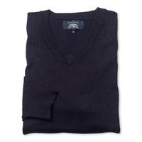 Navy Smooth Knit V Neck Jumper XL - Savile Row