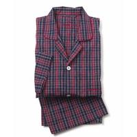 Navy Red Tartan Check Cotton Pyjamas XL - Savile Row