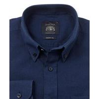 Navy Linen Blend Casual Fit Shirt L Standard - Savile Row