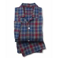 Navy Red Grey Check Brushed Cotton Pyjamas S - Savile Row