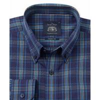 navy yellow blue windowpane check casual fit shirt s standard savile r ...