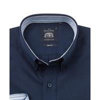 Navy Fine Twill Slim Fit Casual Shirt S Lengthen by 2\