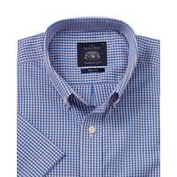 Navy Pink Check Slim Fit Short Sleeve Casual Shirt M - Savile Row