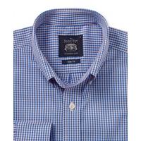 Navy Pink Check Button Down Collar Slim Fit Casual Shirt S Standard - Savile Row