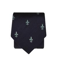 navy with green fleur de lis 100 silk tie