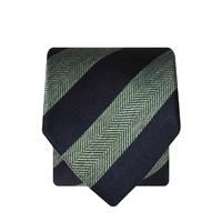 Navy And Green H\'Bone Stripe 100% Silk Tie