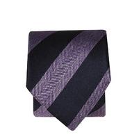 navy and purple hbone stripe 100 silk tie