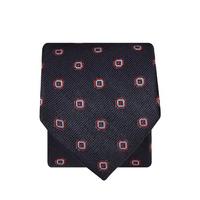 Navy With Red And Silver Square 100% Silk Tie