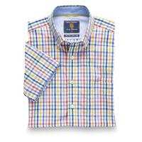 Navy, Blue, Lilac, Green, Yellow And Red Check Soft Finish Button Down Collar Short Sleeve Shirt