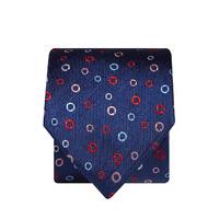 Navy With Red, Lilac And Blue Circles 100% Silk Tie