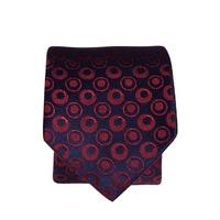 Navy With Burgundy Circles 100% Silk Tie